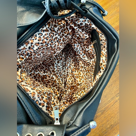 Laurel & Sunset Rockstar Biker Shoulder/Cross Body Bag | Black | Pockets Galore! - Picture 7 of 14